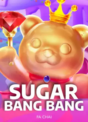ปกเกม Sugar Bang Bang หมีทองสวมมงกุฎบนพื้นหลังม่วงชมพู