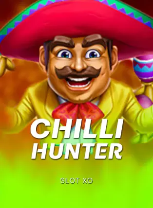ปกเกม Chilli Hunter ชายหนวดสวมหมวกปีกกว้างคู่กับพริกแดง