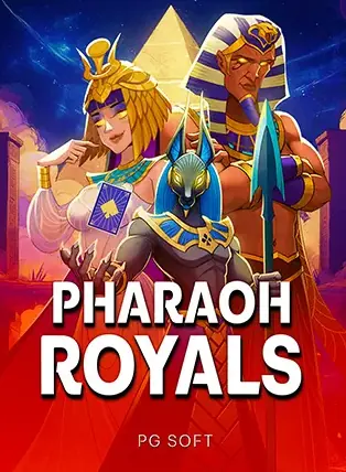 ปกเกม Pharaoh Royals รูปฟาโรห์และเทพอียิปต์หน้าพีระมิด